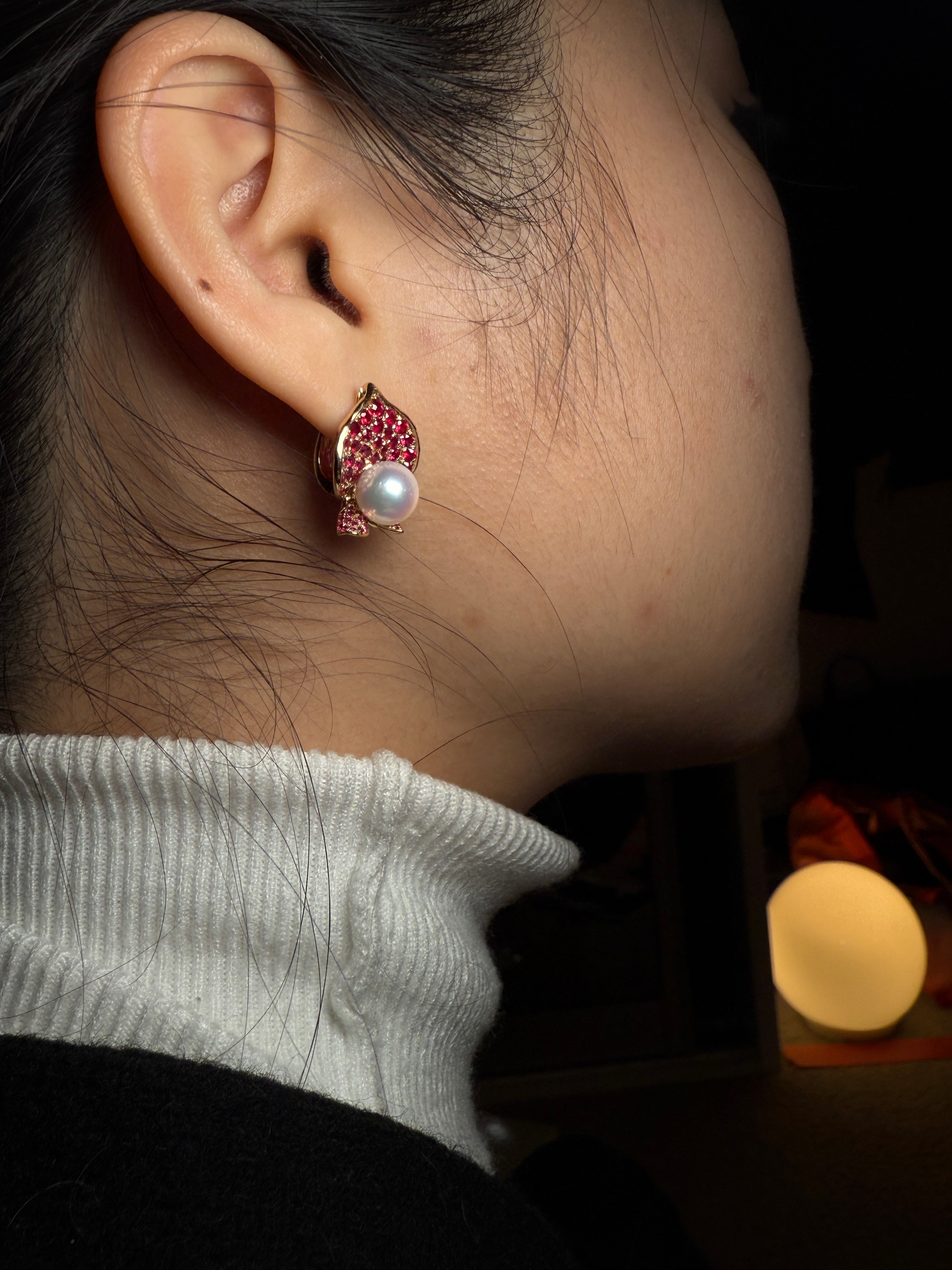 Ruby & Pearl 18K Yellow
Gold Earrings