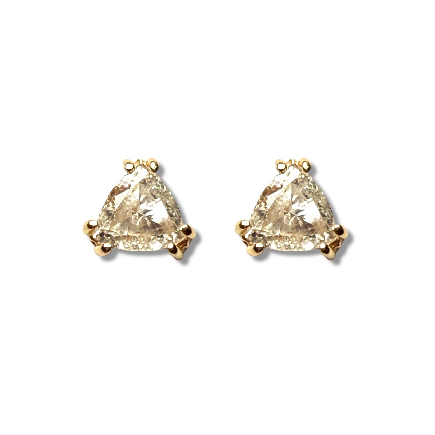 10K Gold Trillion-Cut Diamond Stud Earrings