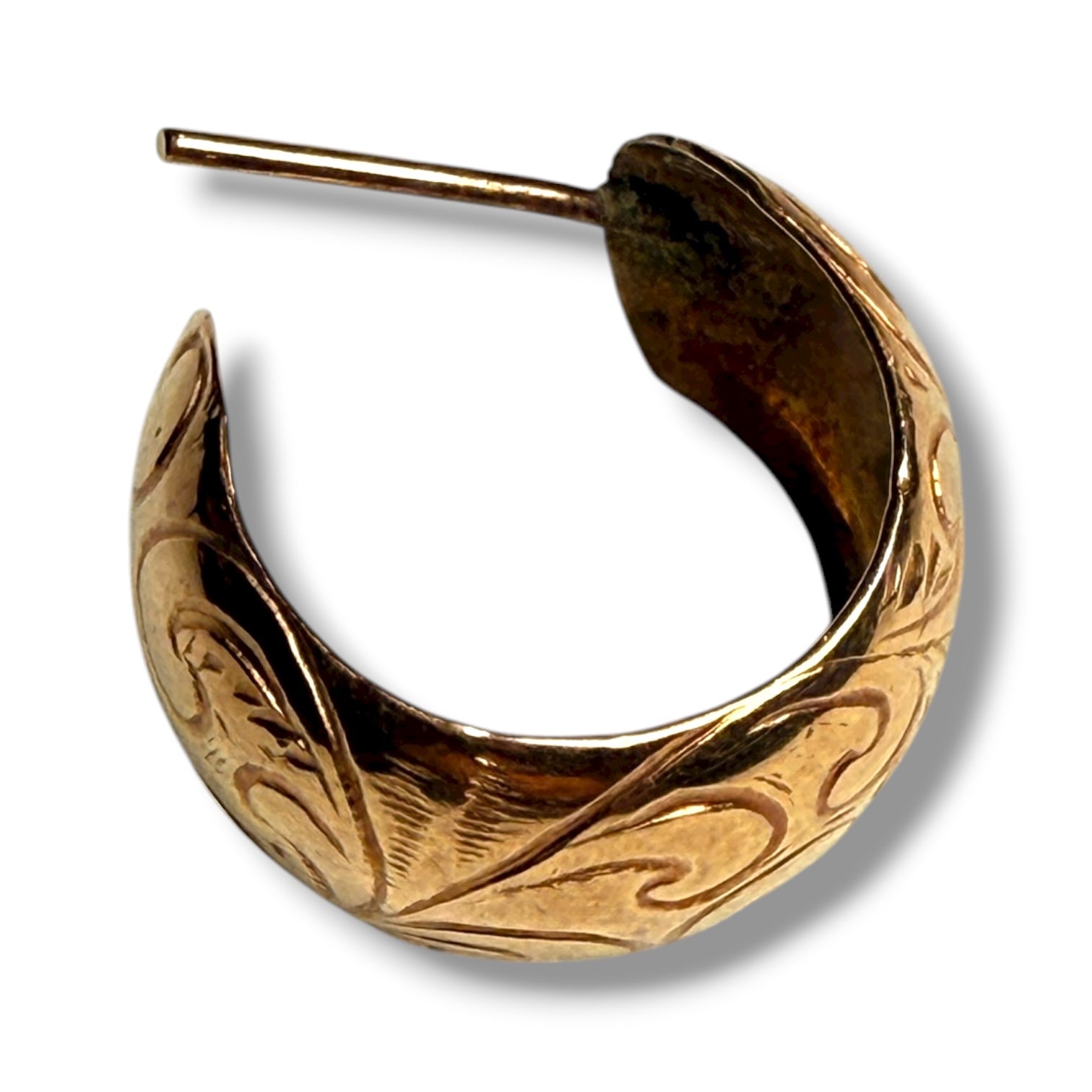 9k Gold Engraved Hoop Earrings – 2.7g