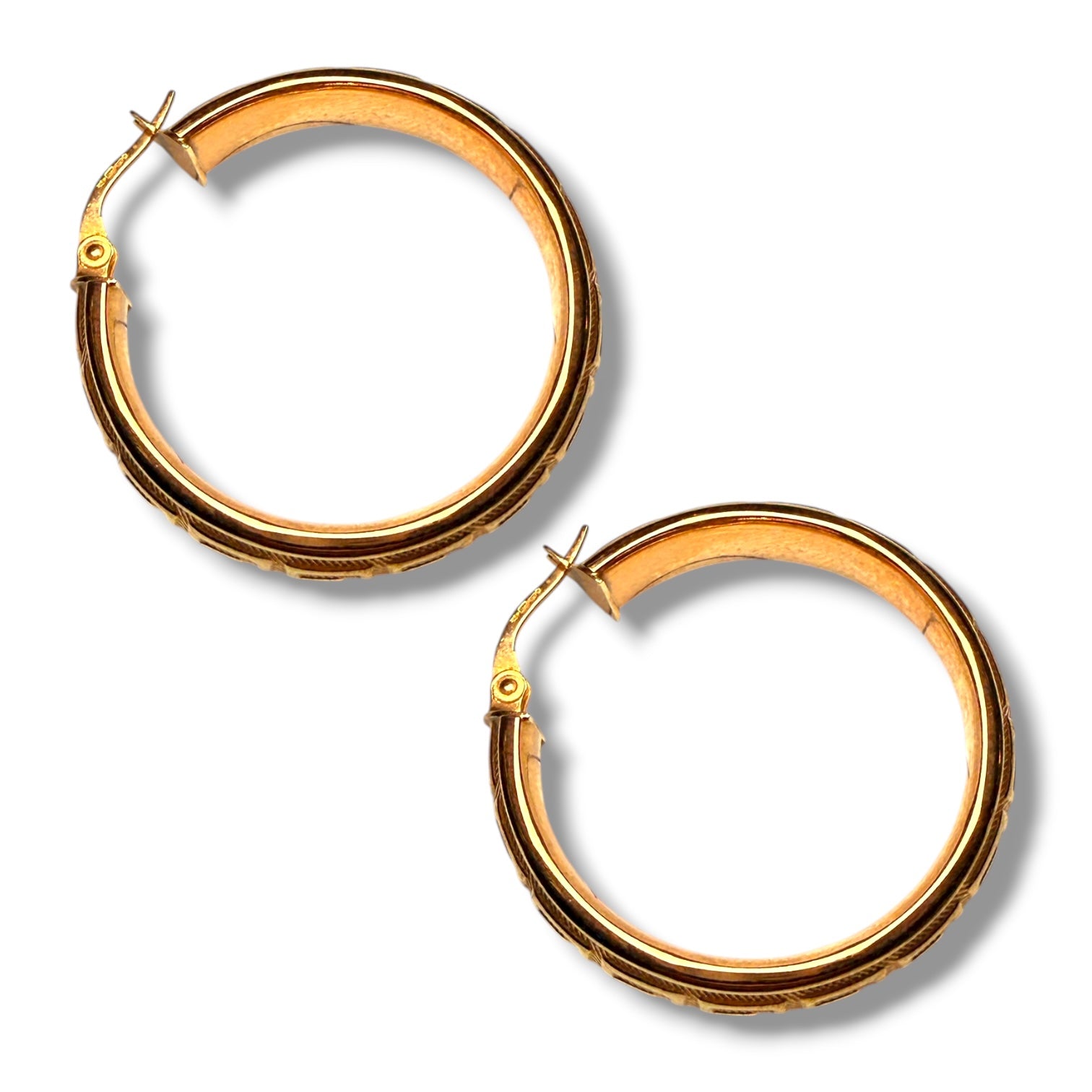 9k Gold Hoop Earrings with Greek Key Design – 3.1g