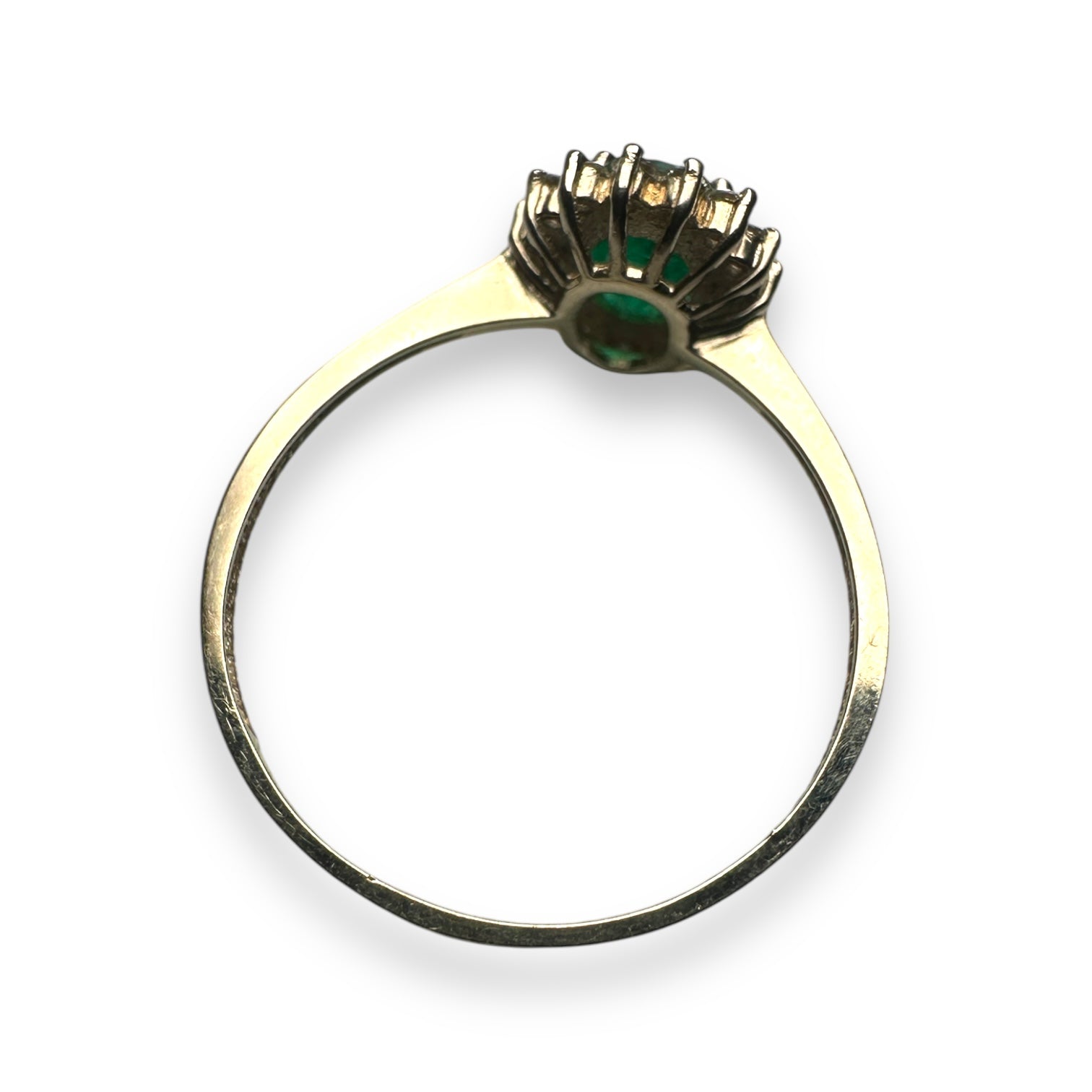 Emerald and diamond engagement ring