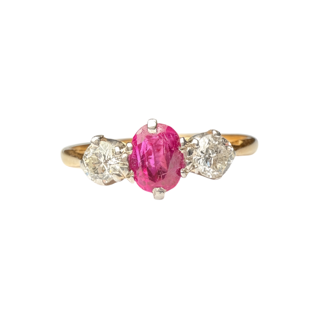 Ruby and diamond engagement ring
