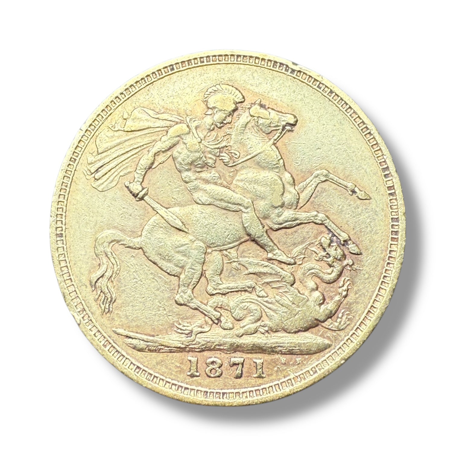 1871 Gold Sovereign – Queen Victoria Young Head, St George Reverse