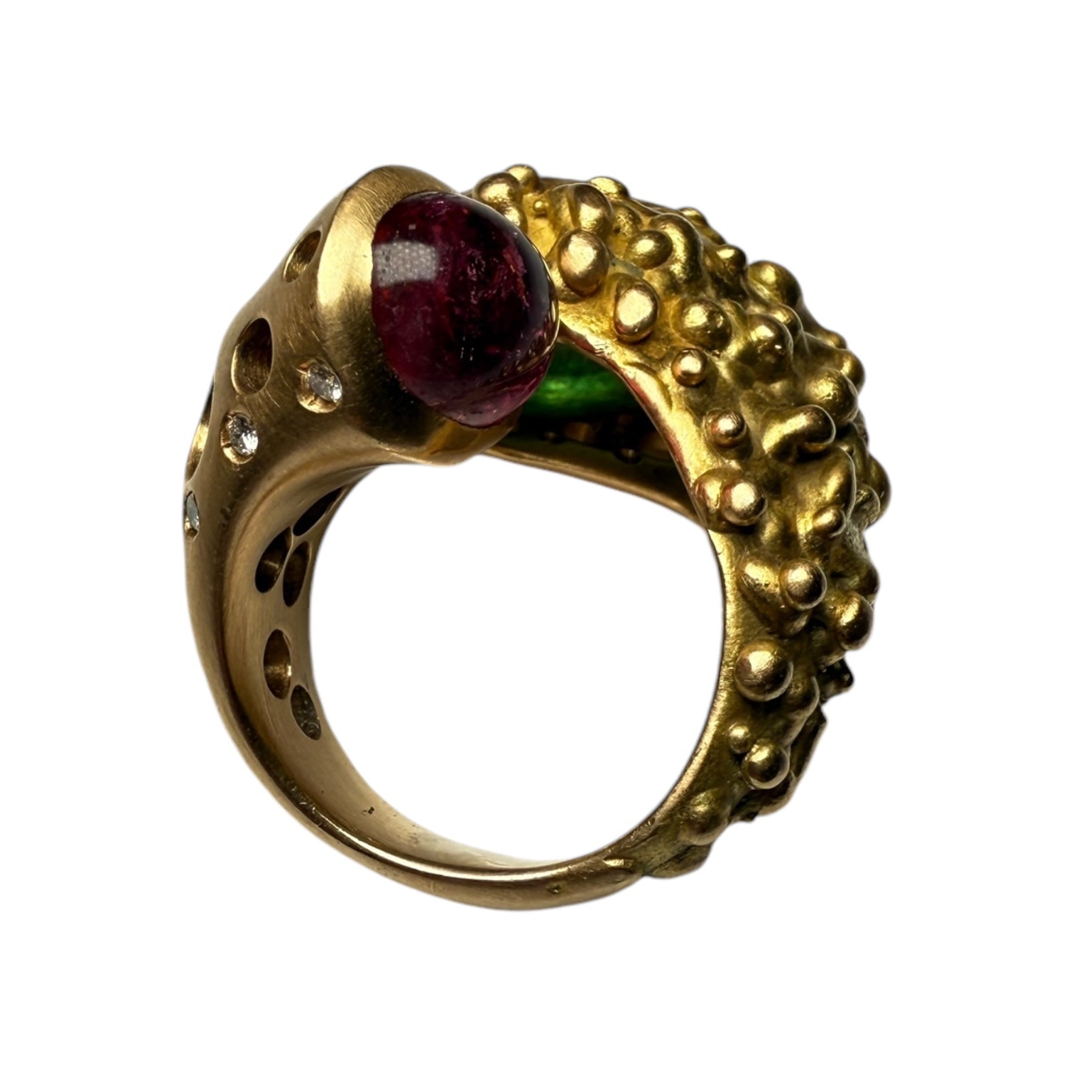 Tourmaline and diamonds gold ring by Maurizio Pintaldi