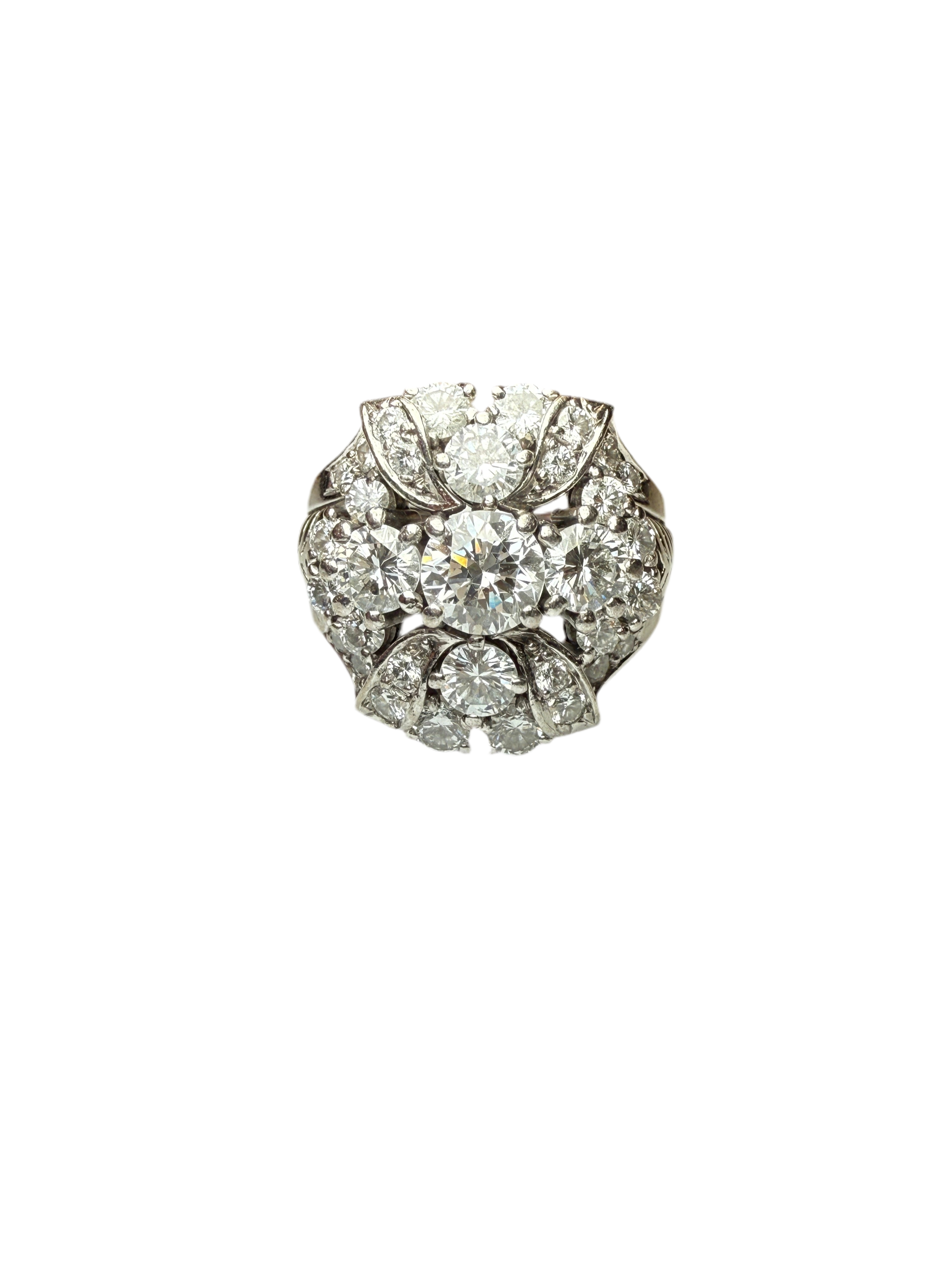 White Gold Statement engagement Ring with 33 Natural Diamonds