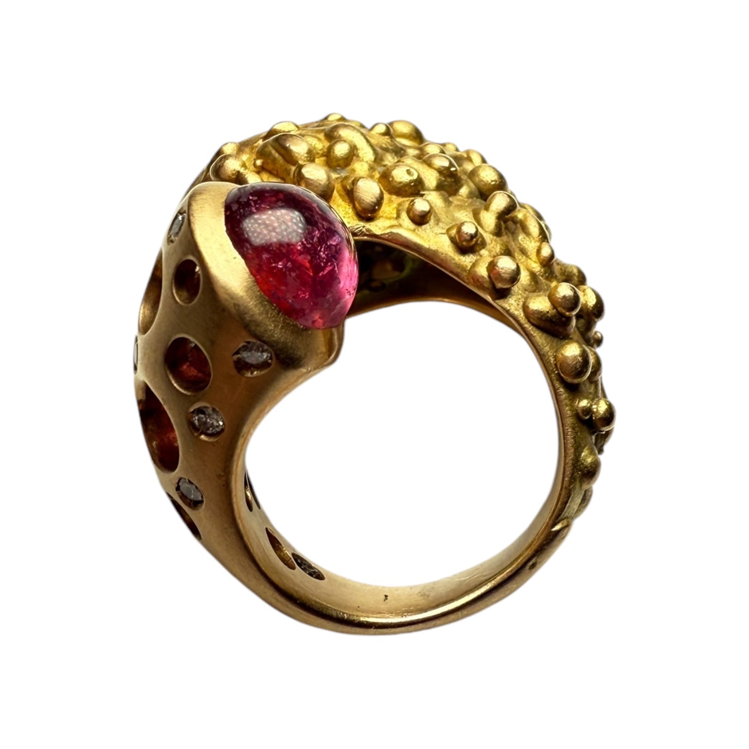 Tourmaline and diamonds gold ring by Maurizio Pintaldi