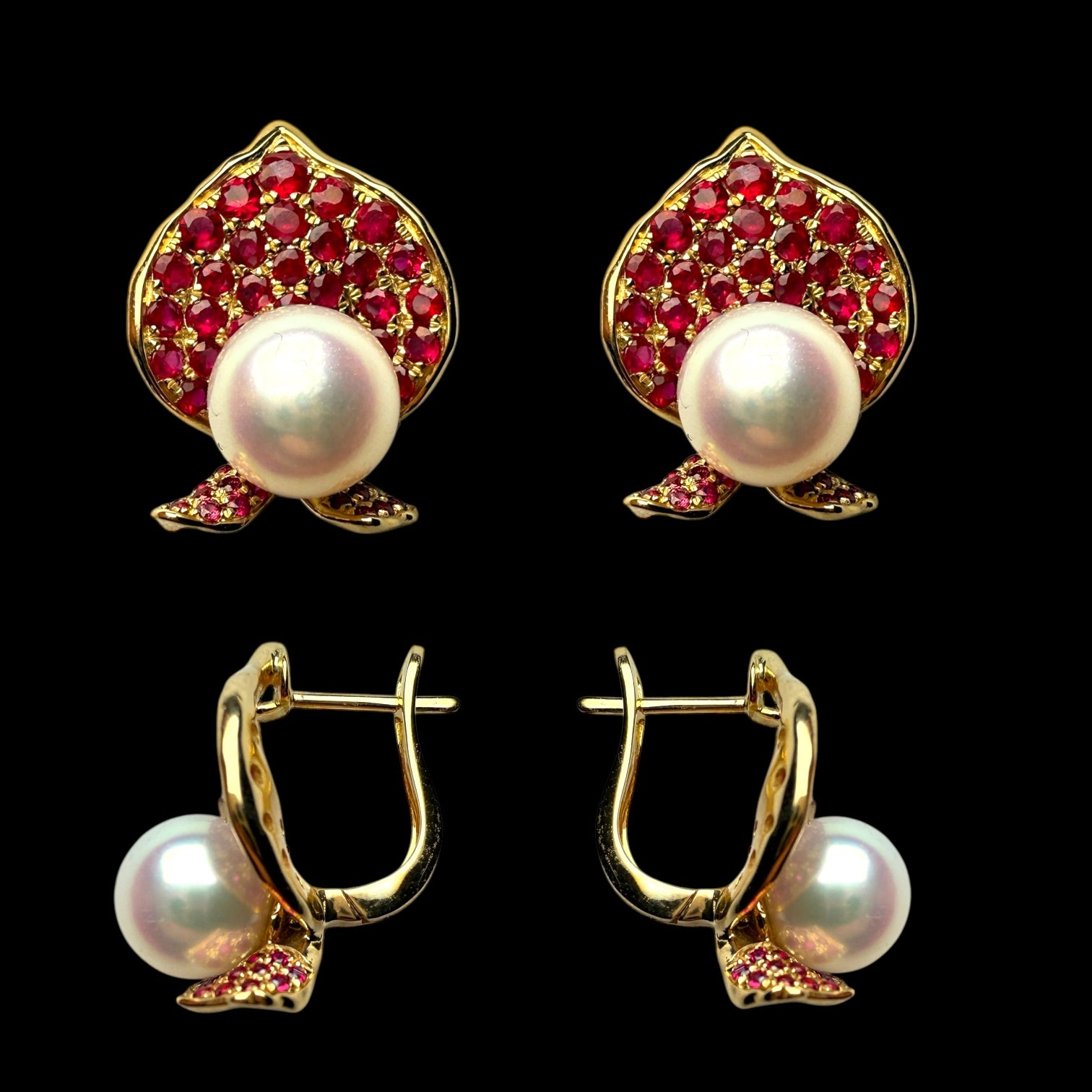 Ruby & Pearl 18K Yellow
Gold Earrings