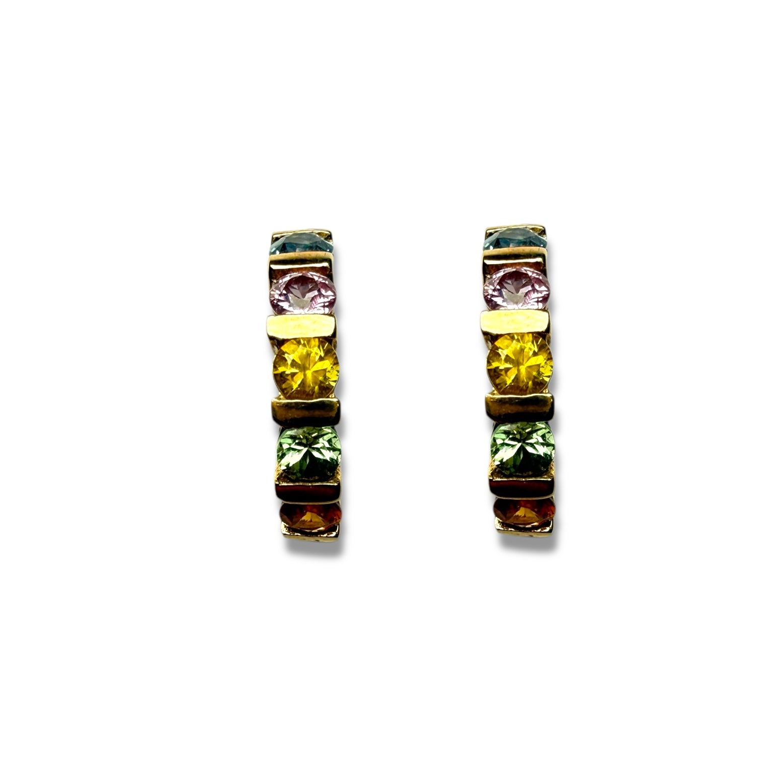 Mix stones 9k gold earring