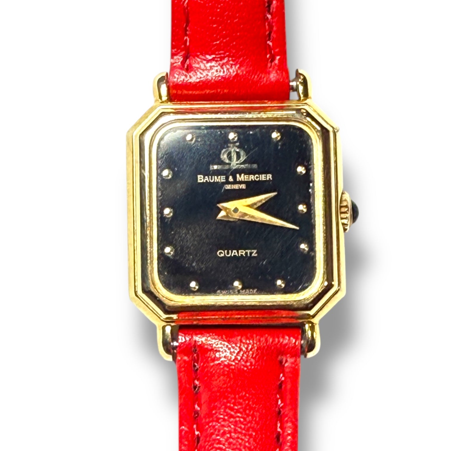 Vintage Baume & Mercier 18k Yellow Gold Ladies Black face Watch