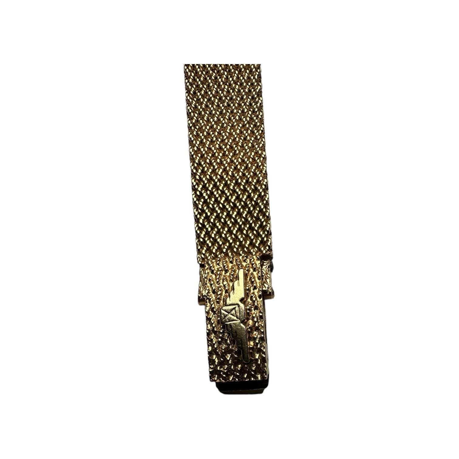 Vintage Longines 18k Yellow Gold Quartz Watch with Woven Bracelet