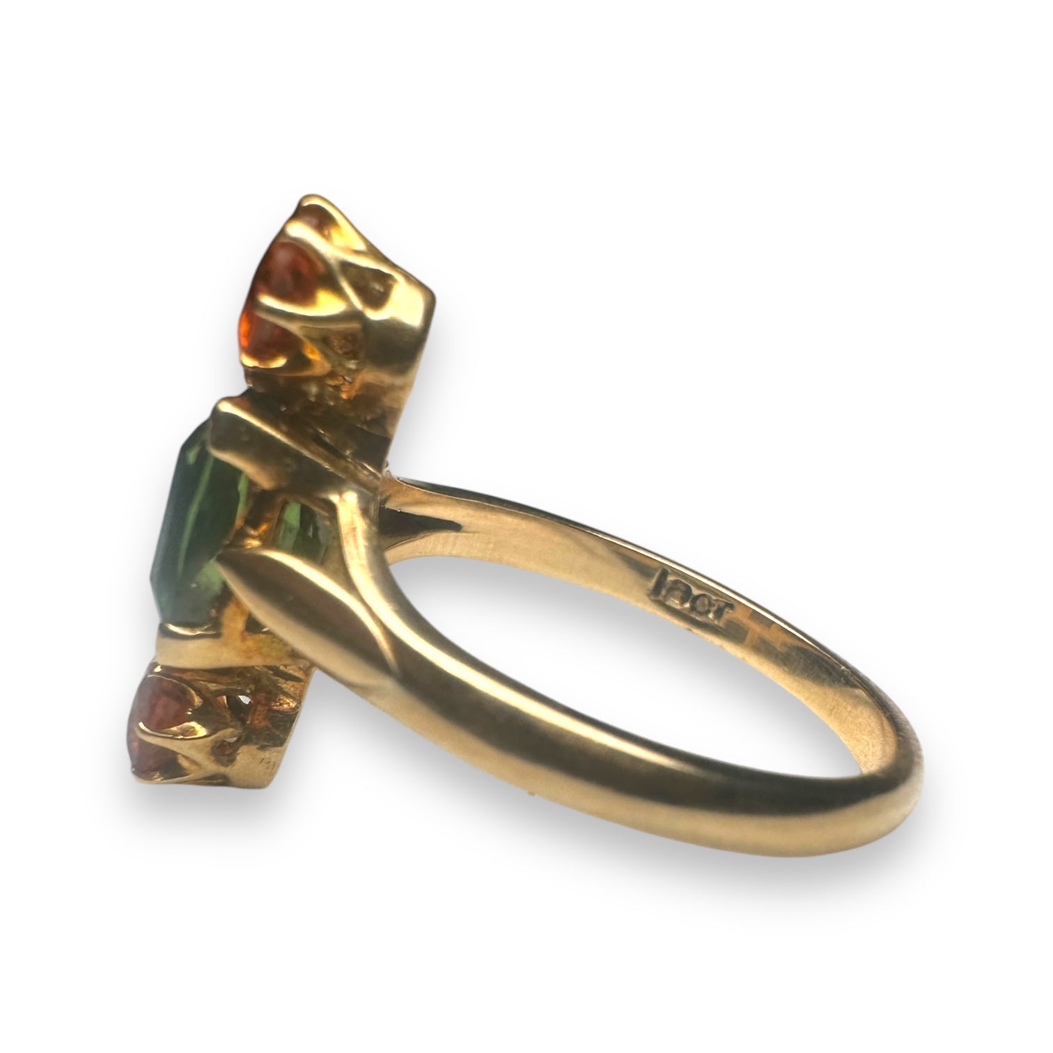 Green zircon and garnet ring