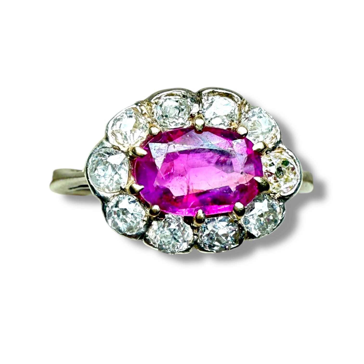 Pink natural ruby diamond ring