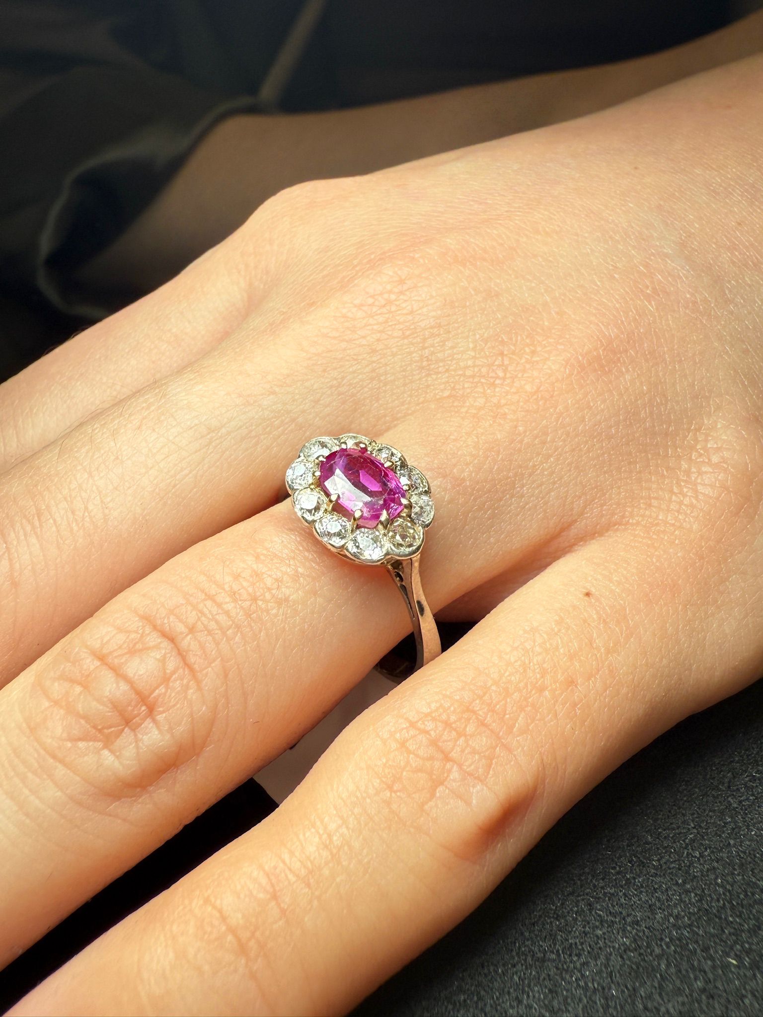 Pink natural ruby diamond ring