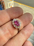 Pink natural Burma sapphire diamond ring