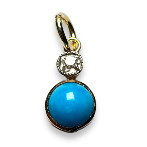 Turquoise and diamond pendant