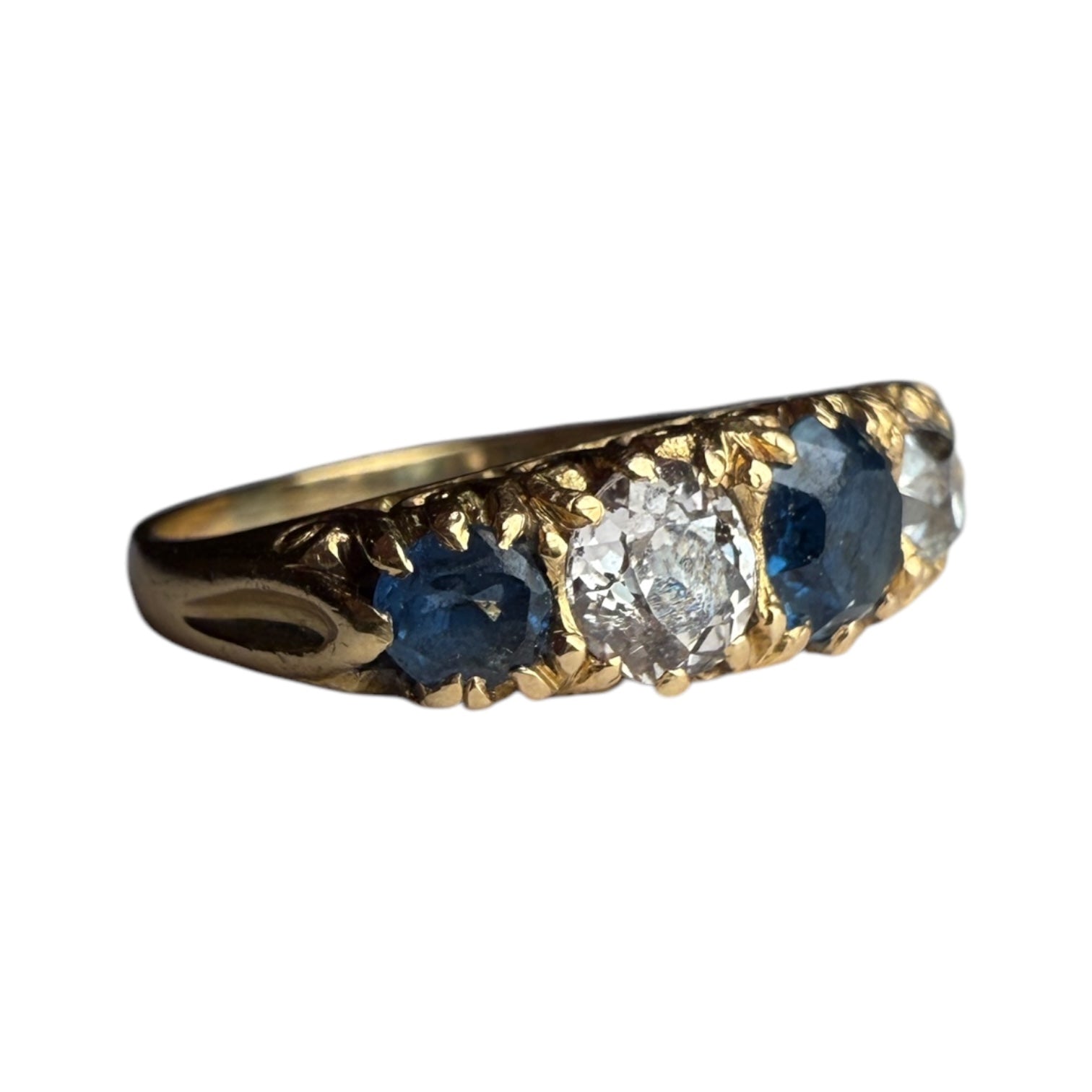 Sapphire and diamonds 5 stones ring