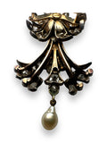 Diamond and pearl brooch