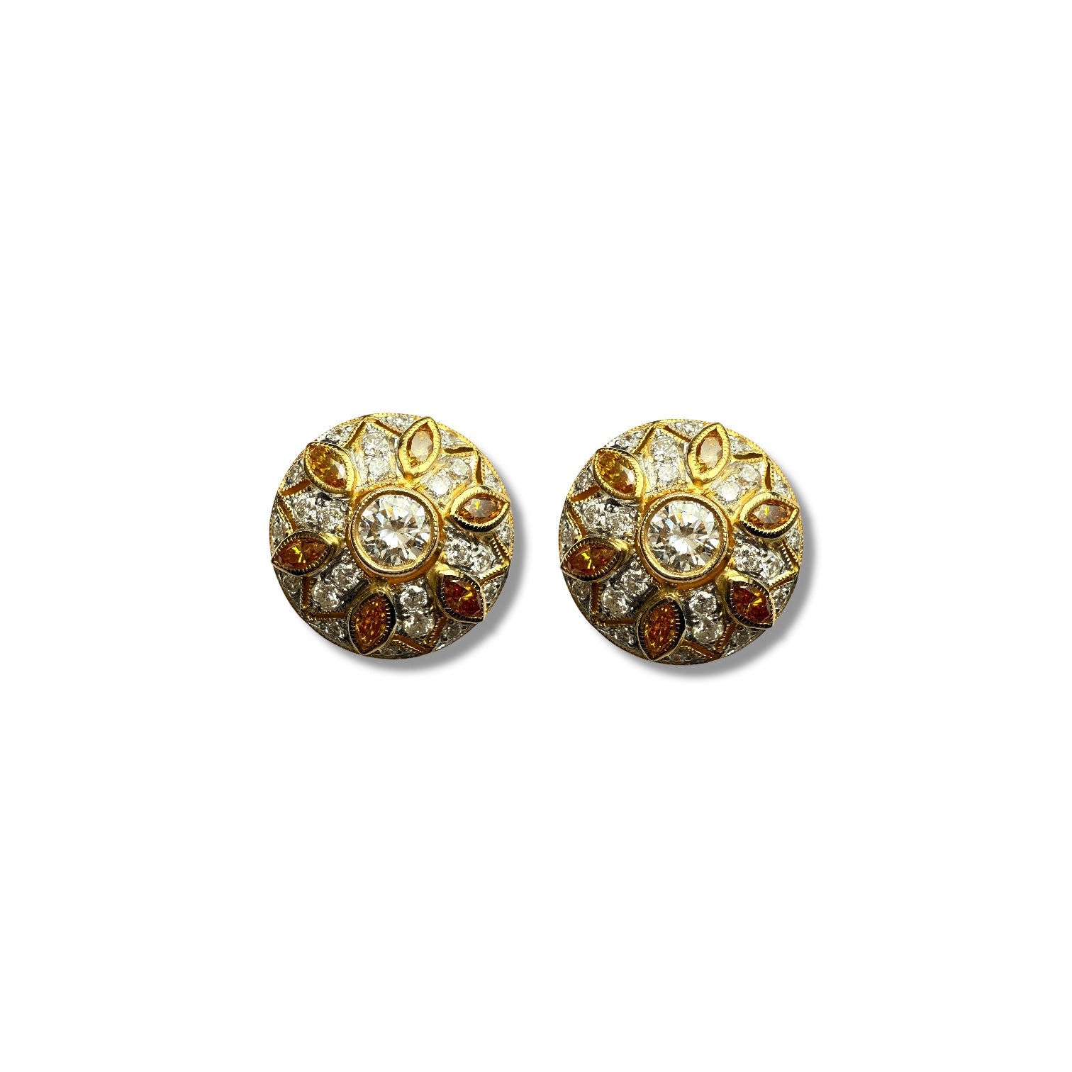 Diamonds earrings yellow and white