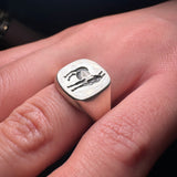 Donkey silver signet ring