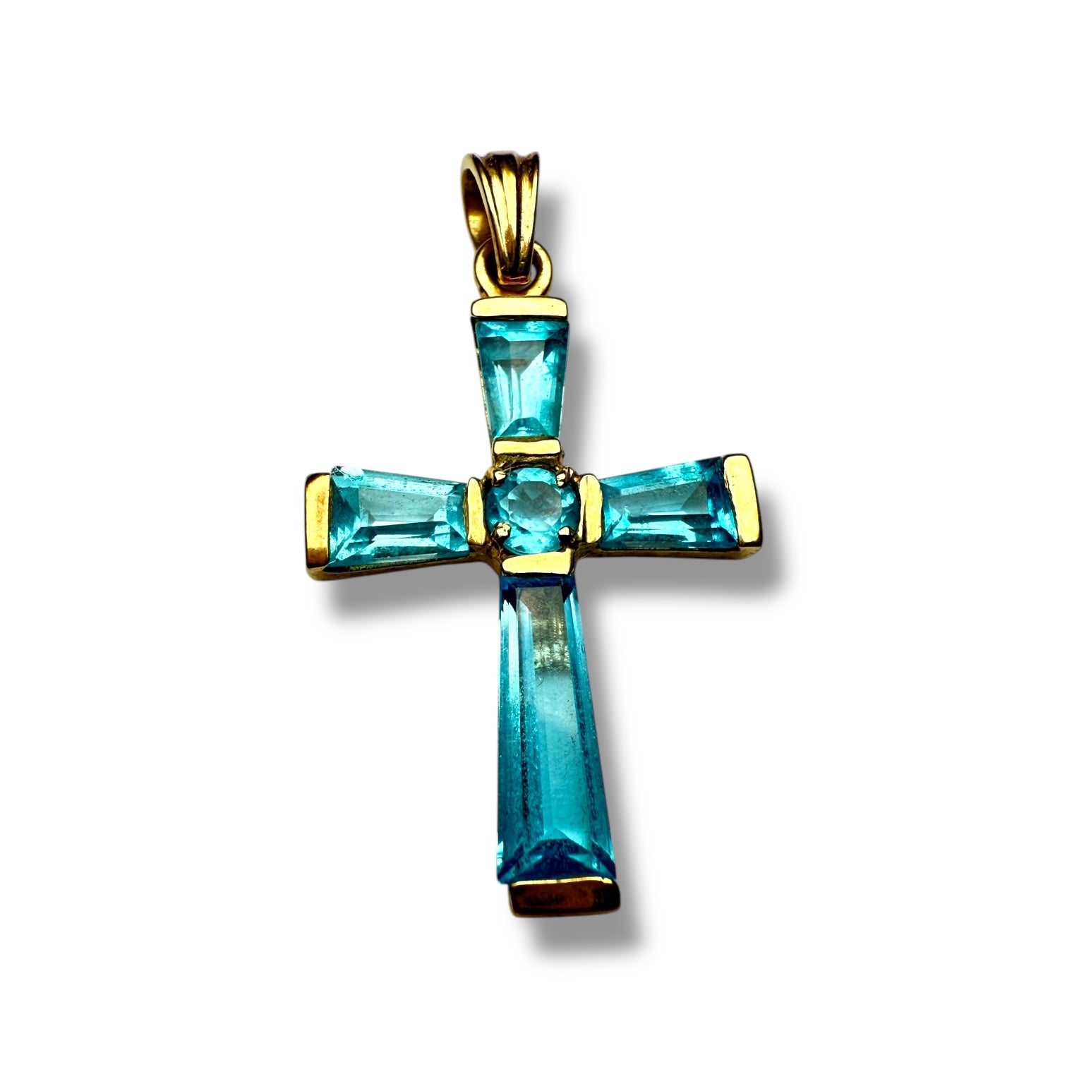 9k gold  topaz cross pendant for women