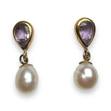 Amethyst and pearl gold earring