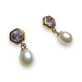 Amethyst and pearl gold earring