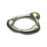 Silver and gold ring with green stone