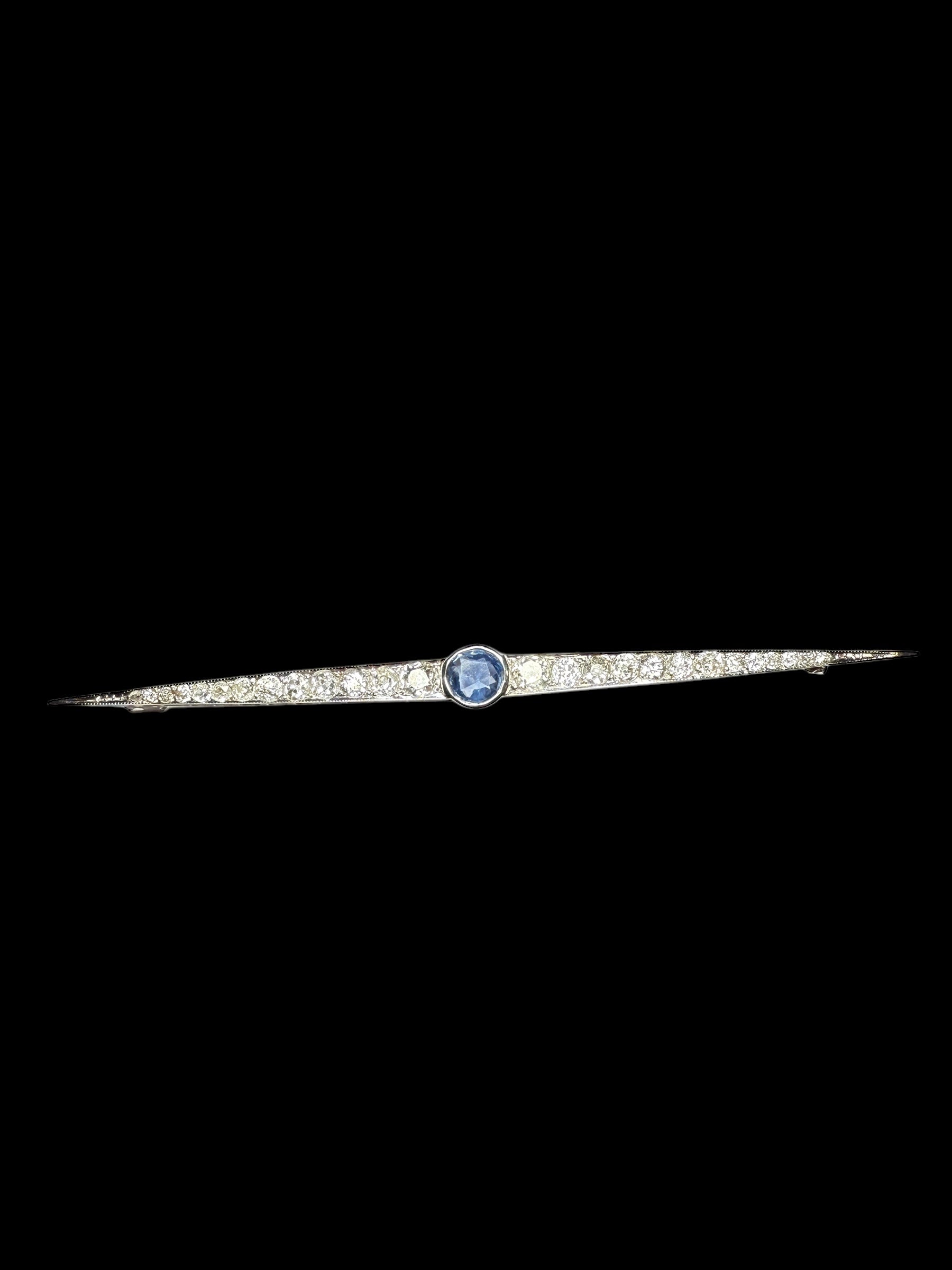 Sapphire and diamonds brooch