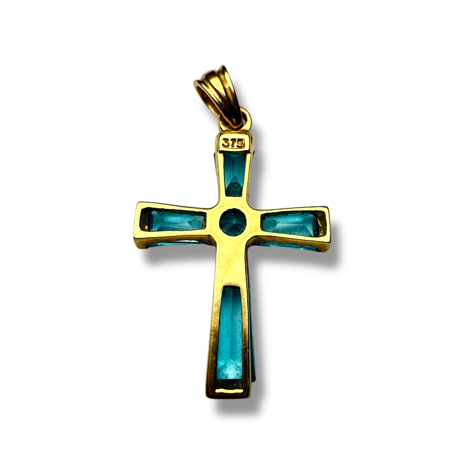 9k gold  topaz cross pendant for women