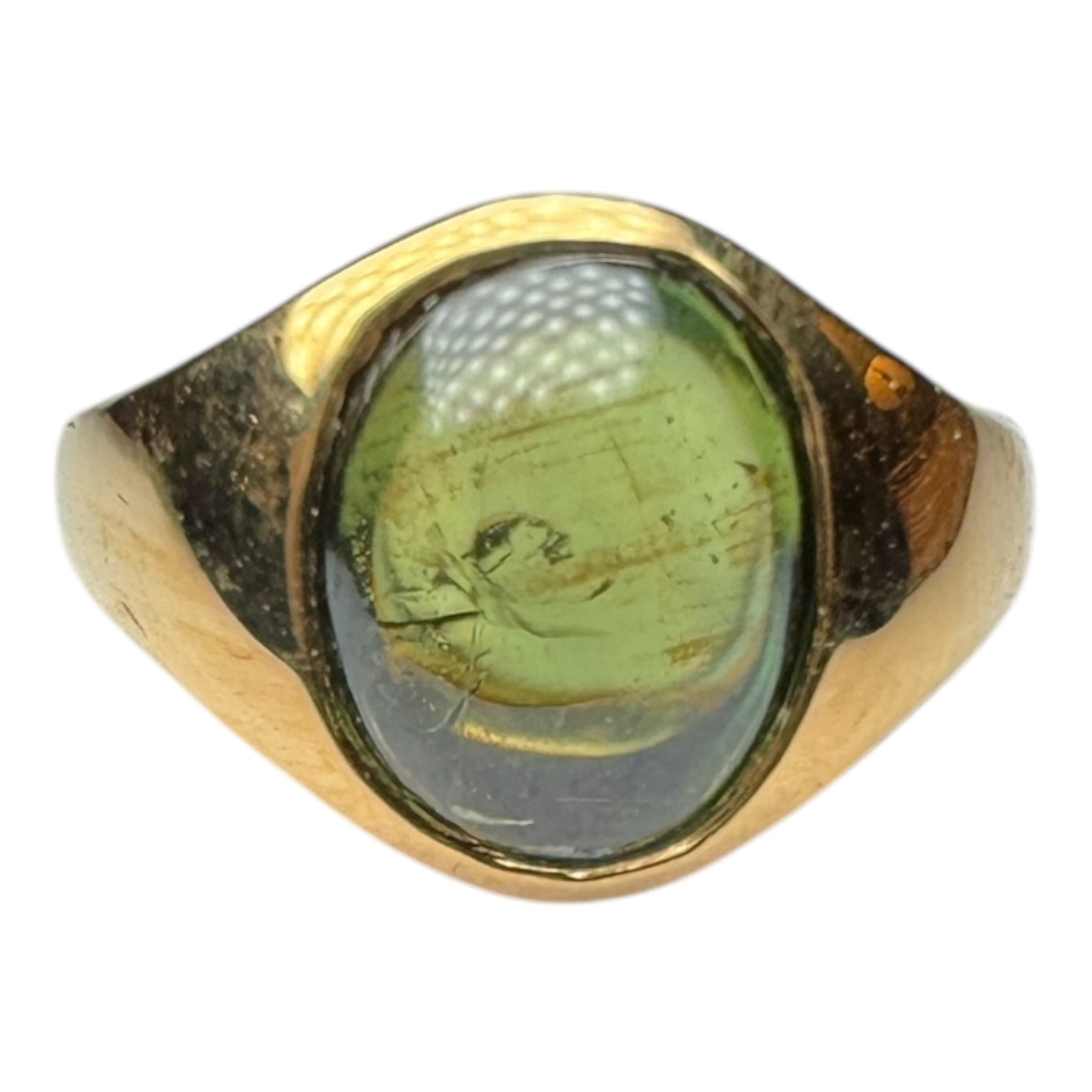 Green sapphire gold ring