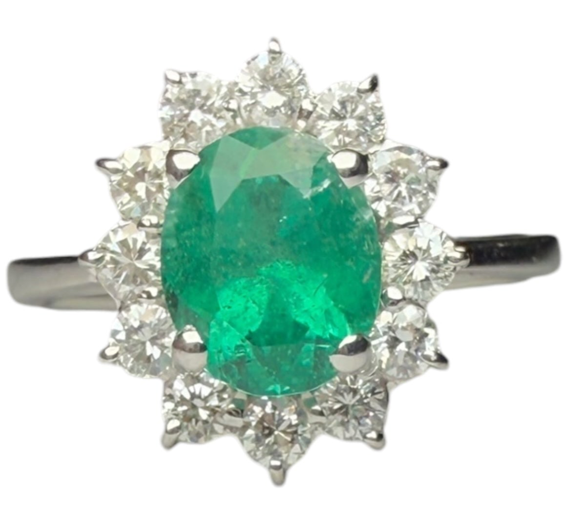 Emerald and diamond ring