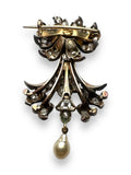 Diamond and pearl brooch