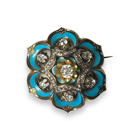 Diamond and Enamel Brooch