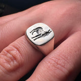 Donkey silver signet ring