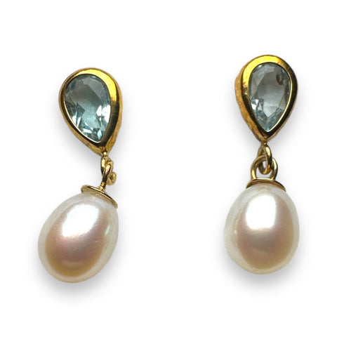 Aquamarine and pearl earring