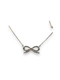 Elegant 9-Carat Gold Diamond Bow Pendant Necklace