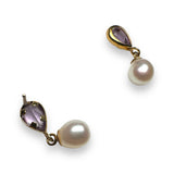 Amethyst and pearl gold earring