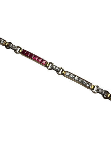 Ruby and diamonds gold bracelet