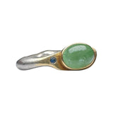 Silver and gold ring with green stone