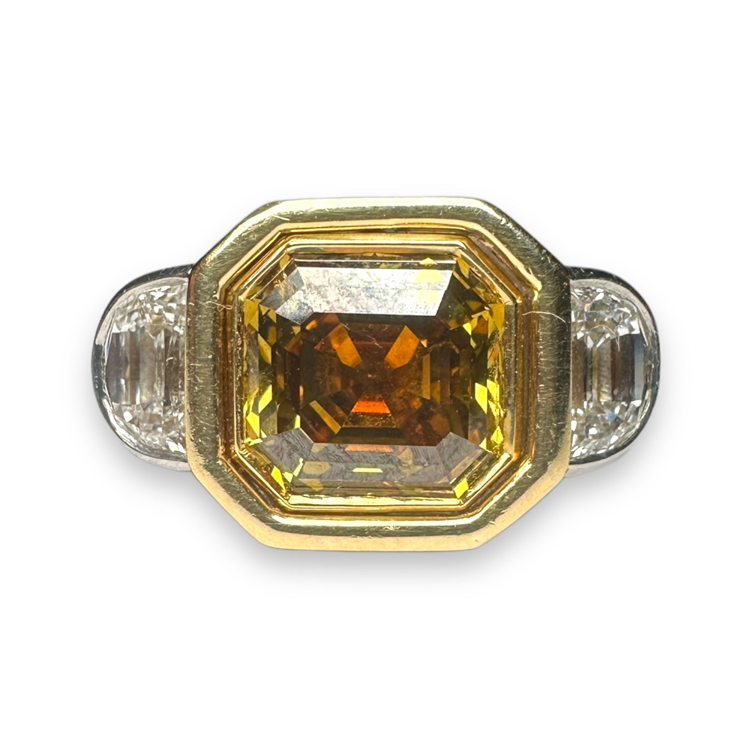 Yellow brown diamond ring