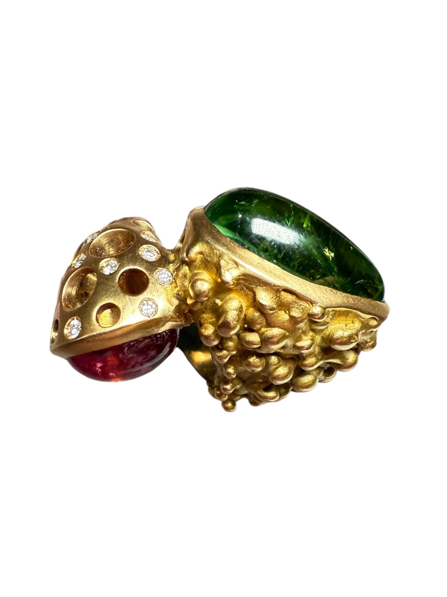 Tourmaline and diamonds gold ring by Maurizio Pintaldi