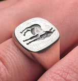 Donkey silver signet ring