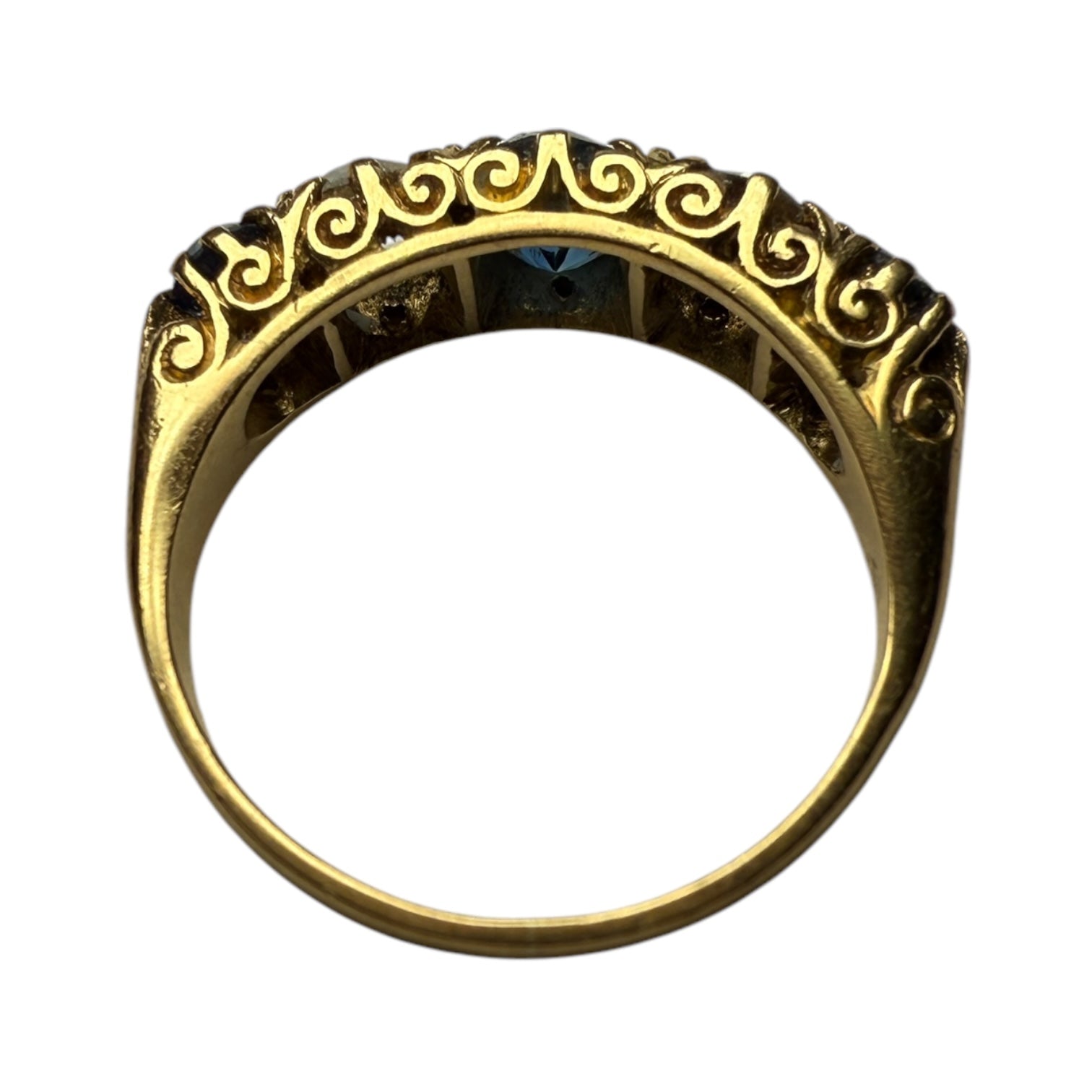 Sapphire and diamonds 5 stones ring