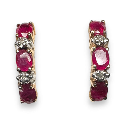 Ruby and diamond earring