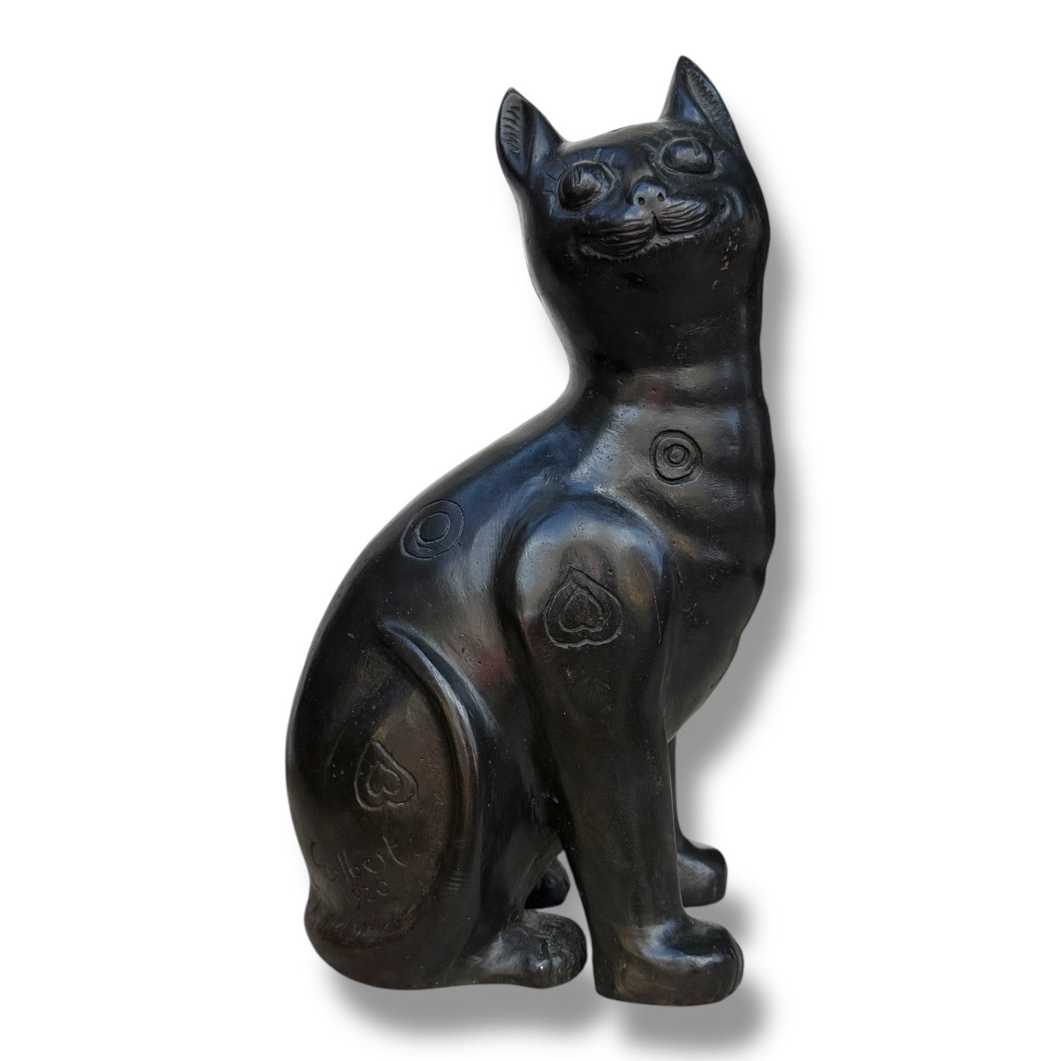 1920s Art Deco Bronze Cat Sculpture Signed 