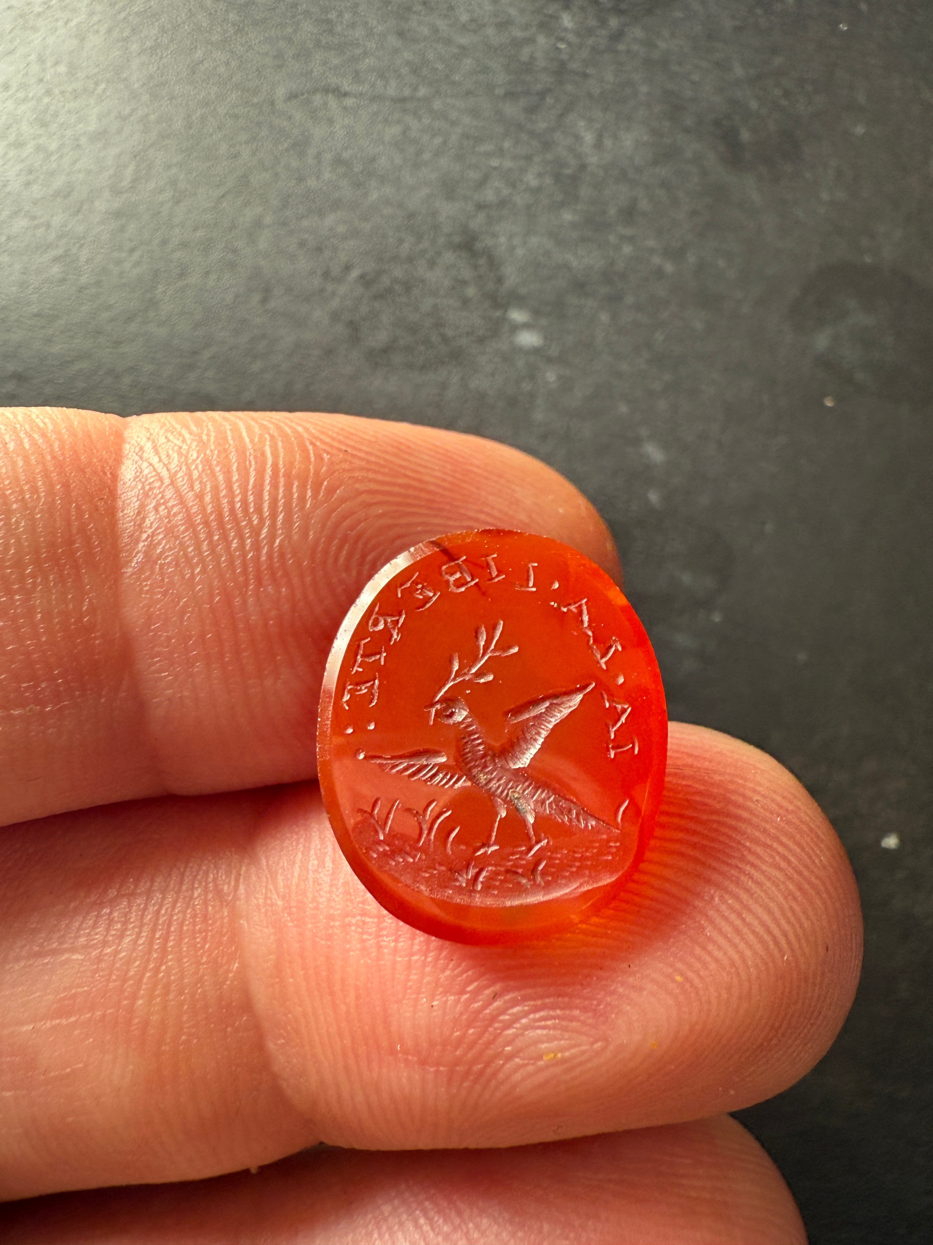 Antique Intaglio Carnelian Seal – “Viva la Libertà”, 1 x 1.6 cm