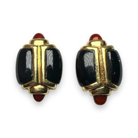 Onyx gold earring