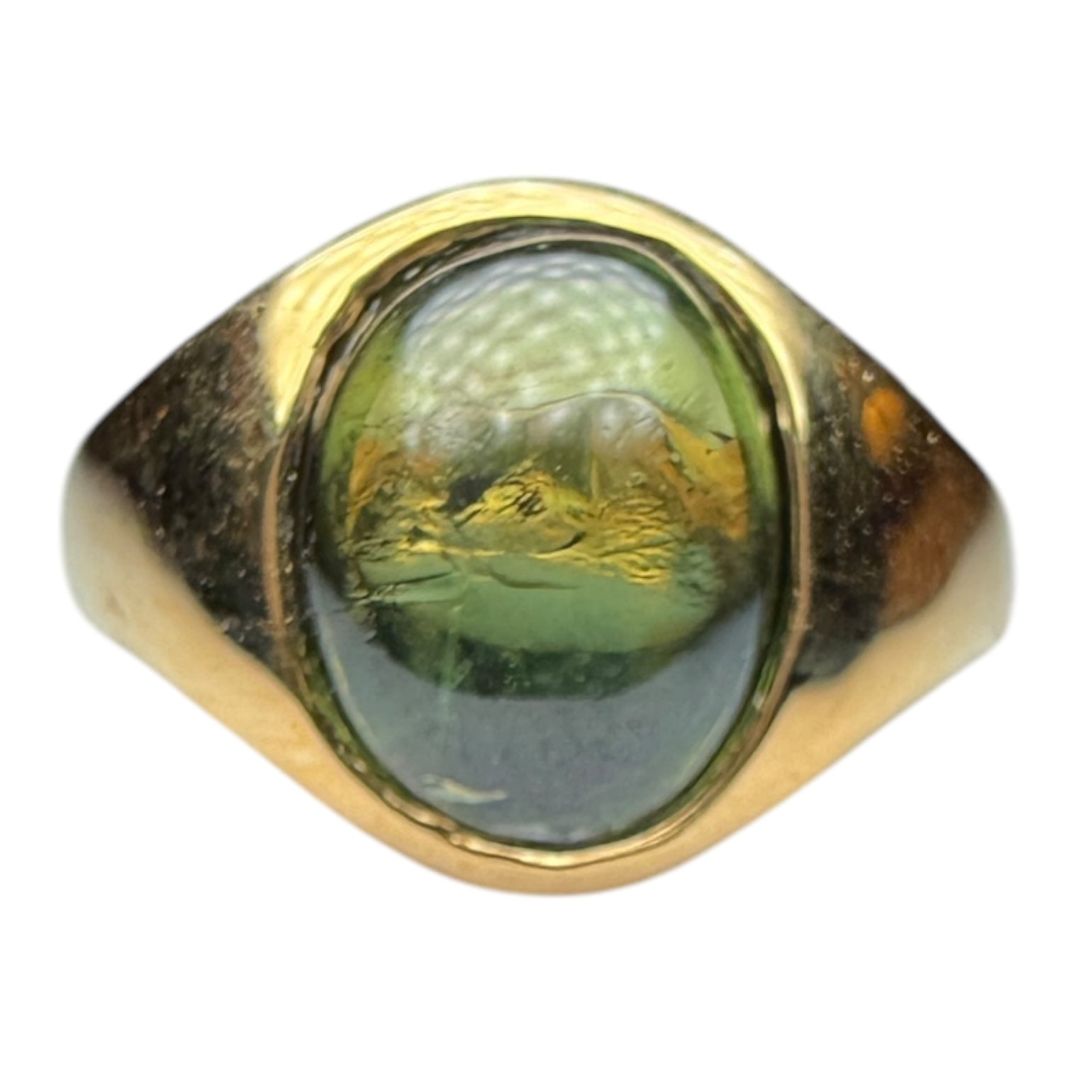 Green sapphire gold ring
