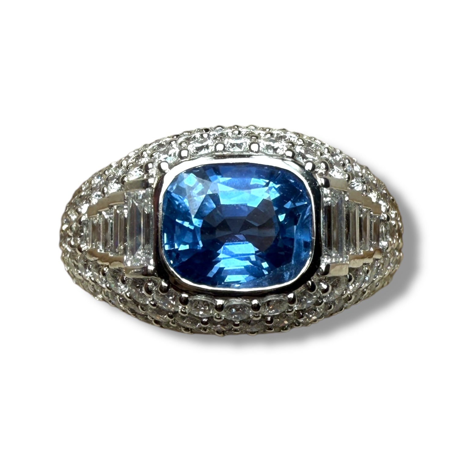 Platinum Ring with 2.20ct Unheated Burmese Sapphire and Diamonds – Resizable