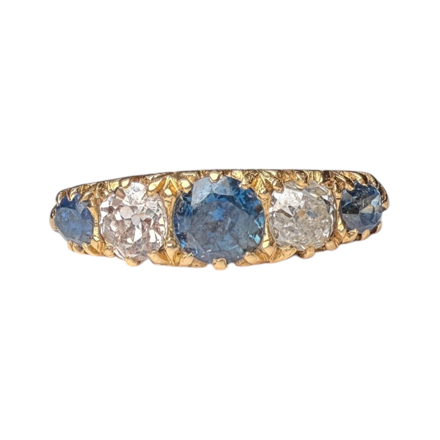 Sapphire and diamonds 5 stones ring